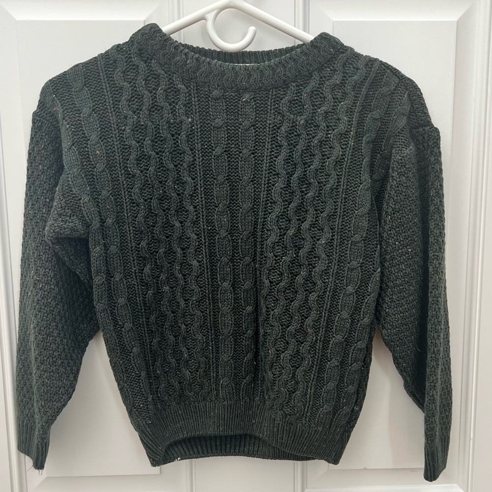 ✨ Utility Clothing Co. Adams Cable Knit Pullover Sweater Dark Green Girls 9 YRS